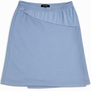 BCBG MaxAzria Vintage Blue Wrap Skirt Asymmetrical Yoke Elastic Waist NWT Size L